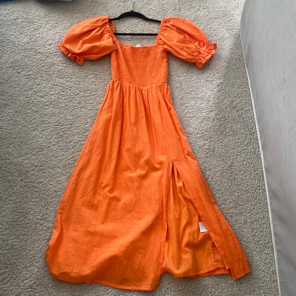 Orange midi dress